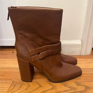 Chic Brown Leather Heeled Boots